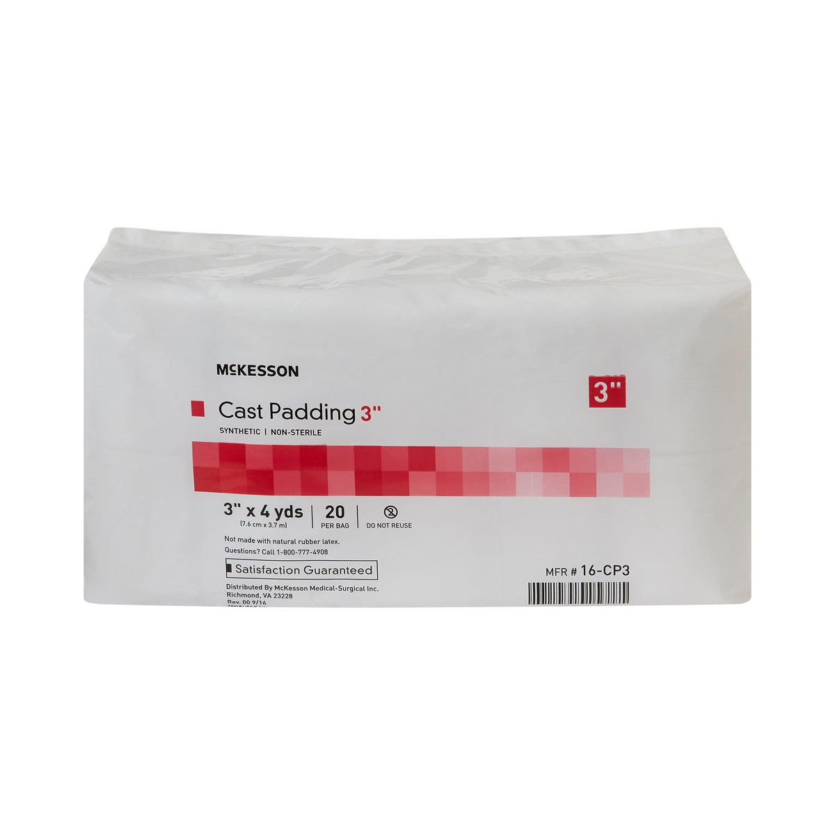 McKesson White Polyester Cast Padding, 3 Inch x 4 Yard-Cast Padding Undercast McKesson 3 Inch X 4 Yard Polyester NonSterile