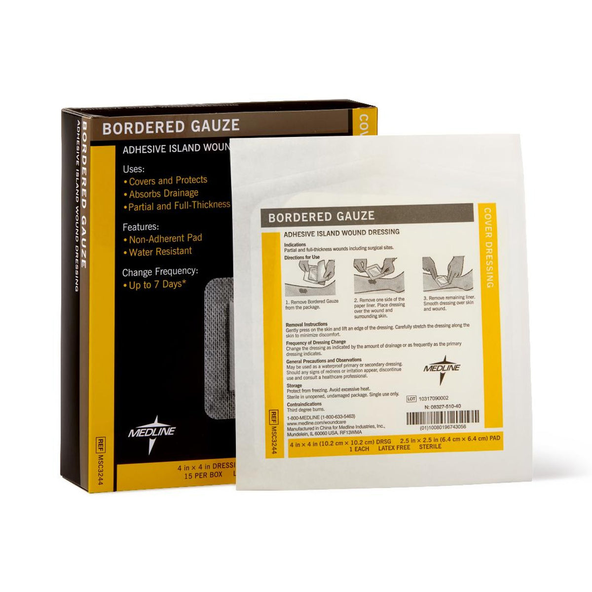 Medline Island Dressing, 4 x 4 Inch-Island Dressing Medline 4 X 4 Inch Square Sterile Water Resistant Nonwoven Backing