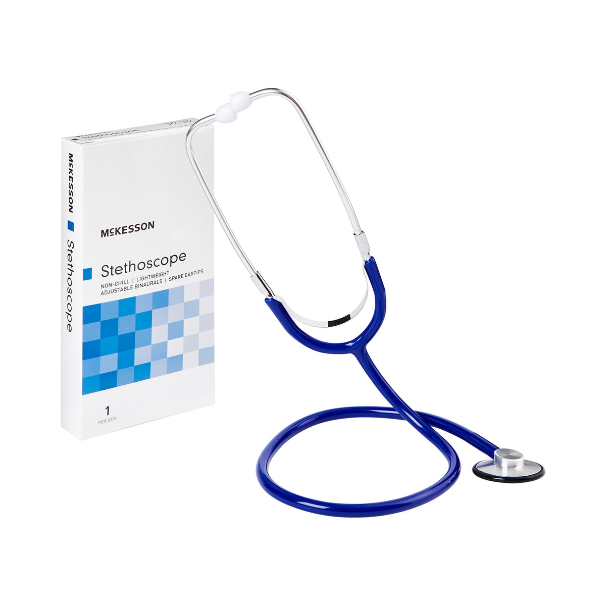 McKesson Classic Stethoscope, Royal Blue Tubing-General Exam Stethoscope McKesson Royal Blue 1-Tube 21 Inch Tube Single Sided Chestpiece