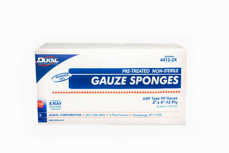 Dukal™ USP Type VII X-Ray Detectable Gauze Sponge, 4 x 4 Inch, 12-Ply - Wound Care>General Wound Care>General Purpose Dres...