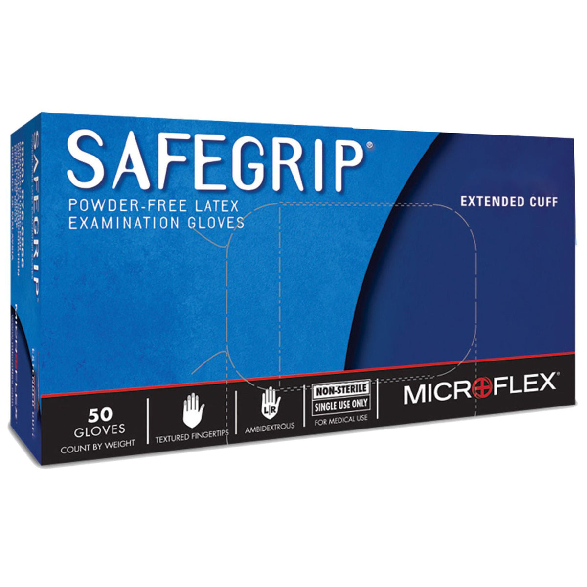 SafeGrip® Latex Extended Cuff Length Exam Glove, Medium, Blue - Gloves>Exam Gloves - Microflex Medical