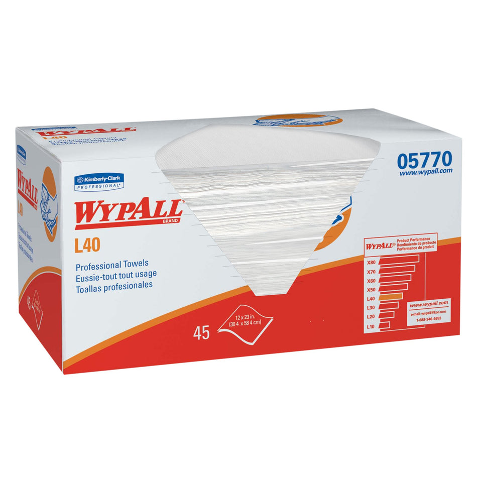 WypAll* L40 Professional Hygienic Towel-Hygienic Towel WypAll L40 Light Duty White NonSterile Double Re-Creped 12 X 23 Inch Disposable
