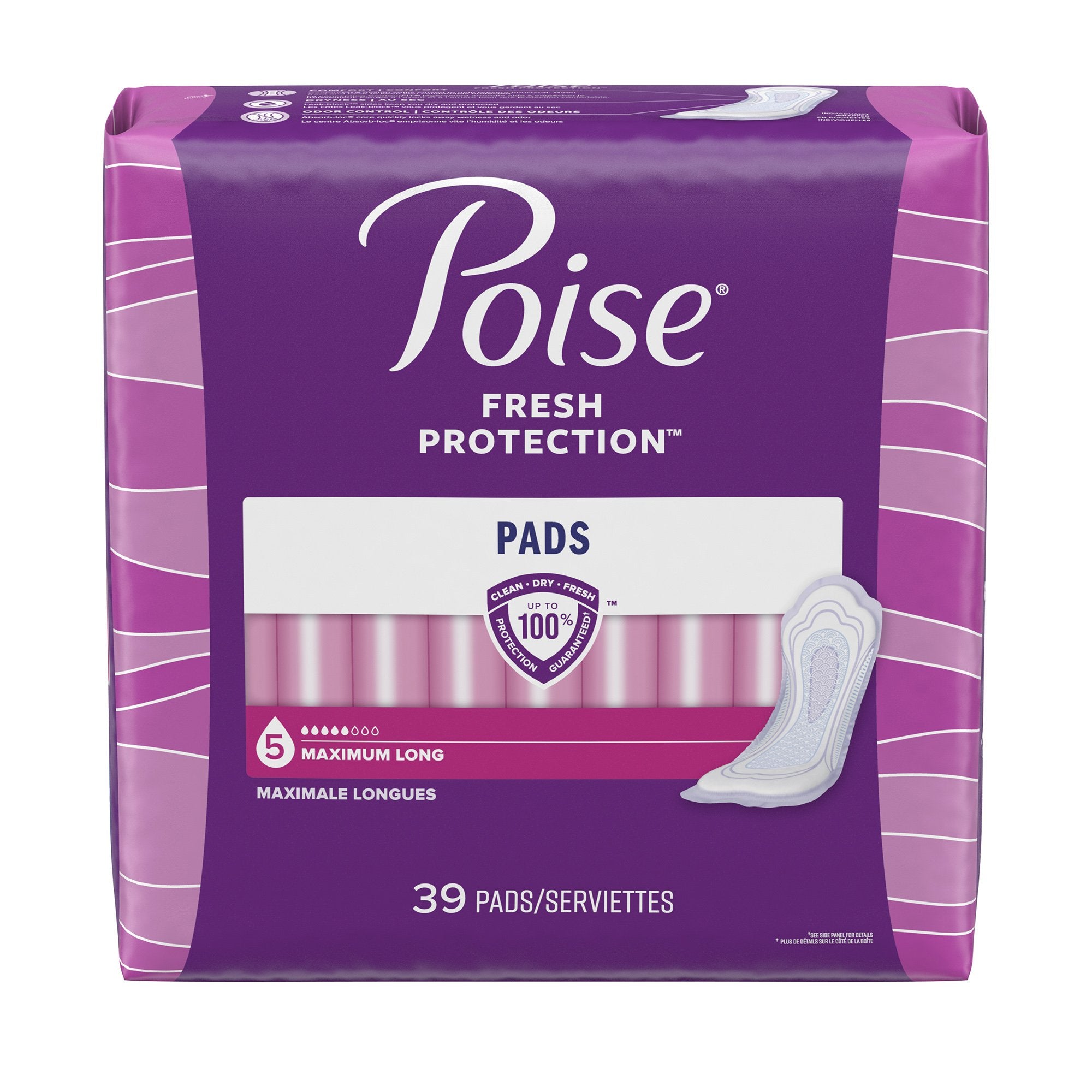 Poise Maximum Absorbency Bladder Control Pad, Long Length-Bladder Control Pad Poise Fresh Protection 14.6 Inch Length Heavy Absorbency Sodium Polyacrylate Core One Size Fits Most