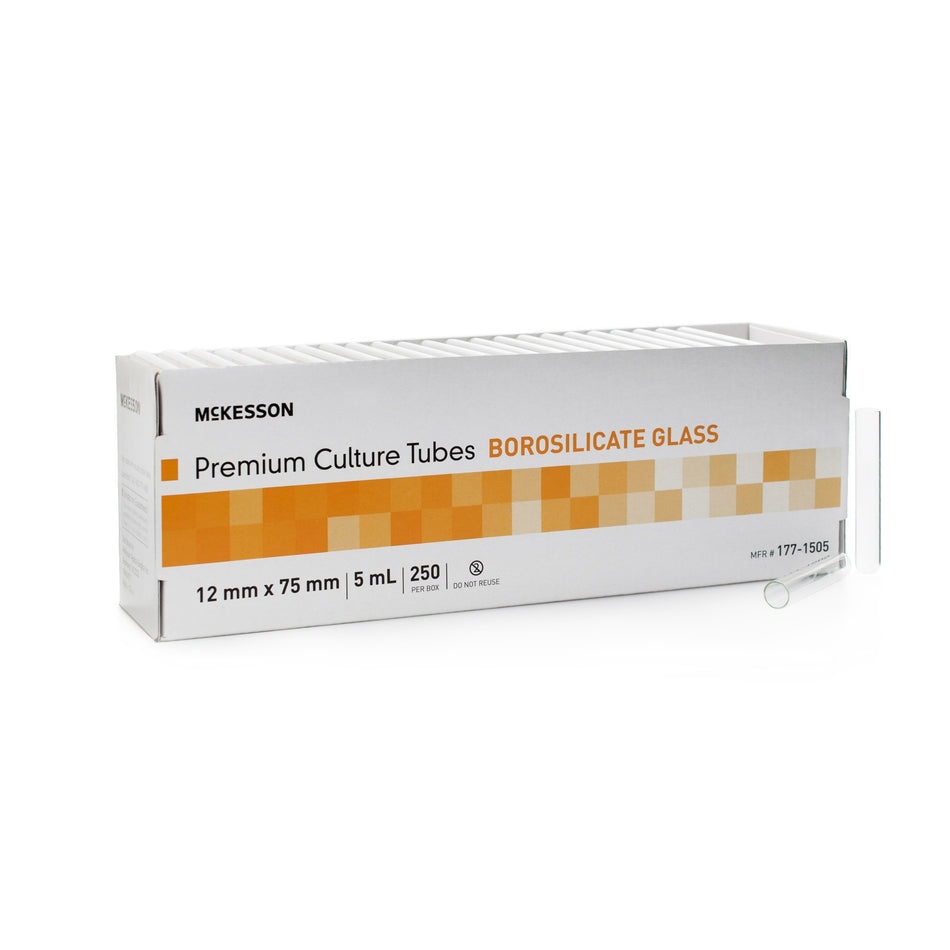 McKesson Glass Test Tube, 5 mL, 12 x 75 mm-McKesson Test Tube Plain 5 mL Without Closure Glass Tube