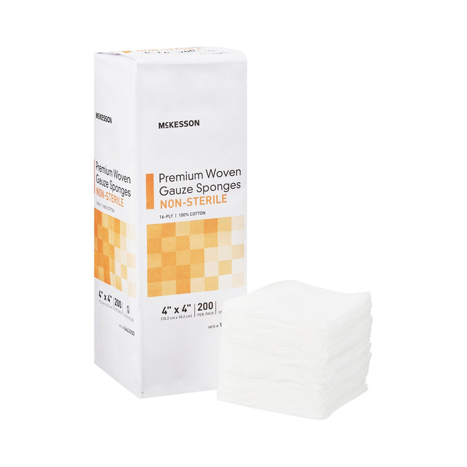 McKesson Gauze Sponge, 4 x 4 Inch, 16-Ply-Gauze Sponge McKesson 4 X 4 Inch 16-Ply NonSterile 200 per Pack