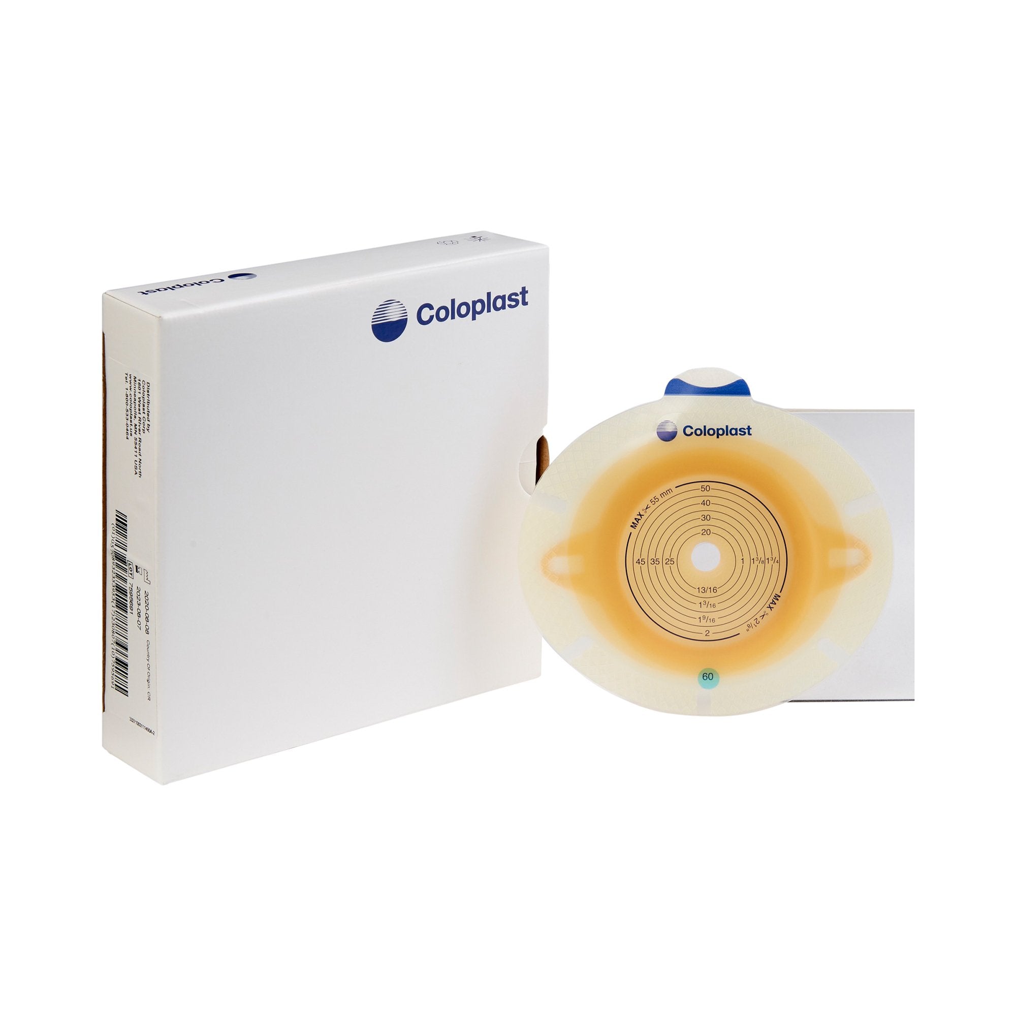 SenSura Ostomy Barrier With 3/8-2 Inch Stoma Opening-"Ostomy Barrier SenSura Click Trim to Fit, Standard Wear Double Layer Adhesive 60 mm Flange Blue Code System 3/8 to 2-1/4 Inch Opening"