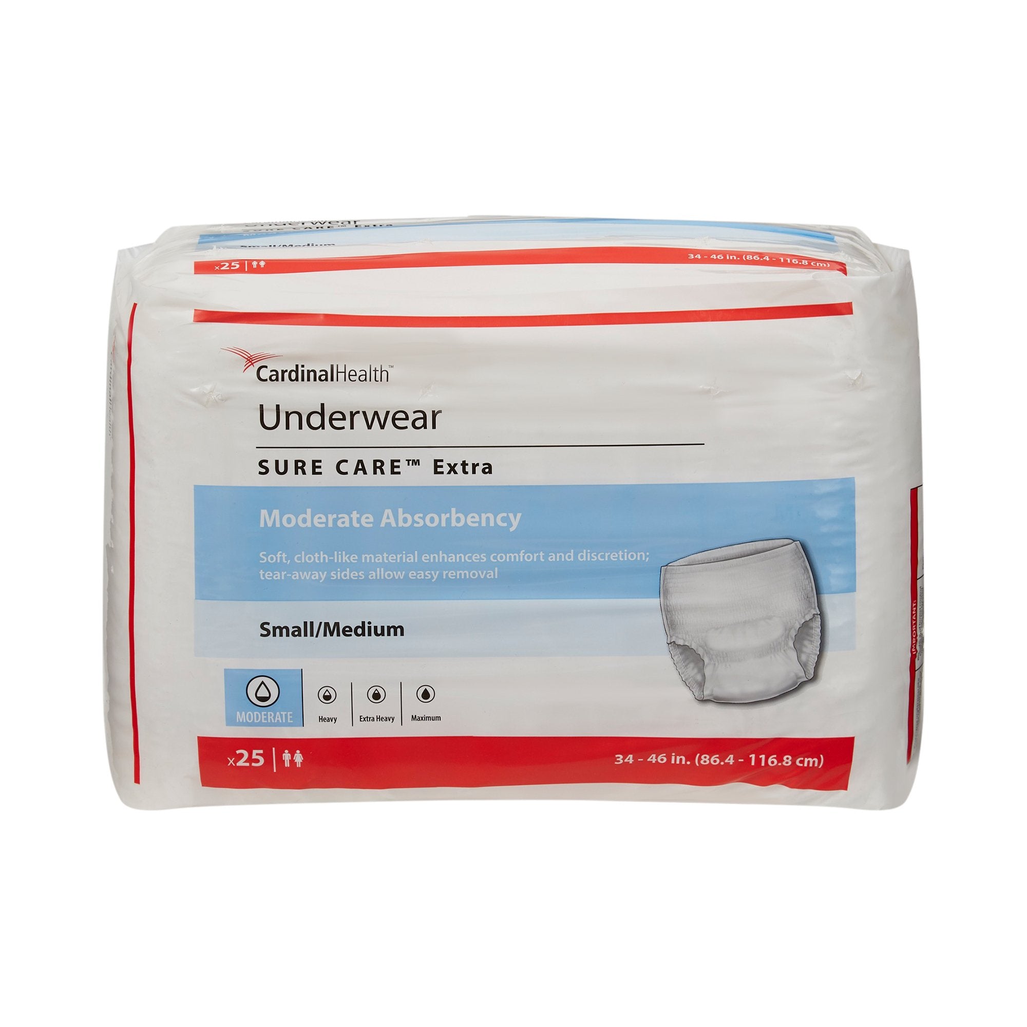 Sure Care™ Extra Moderate Absorbency Incontinence Underwear, Small / Medium - Incontinence>Adult Briefs and Protective Und...