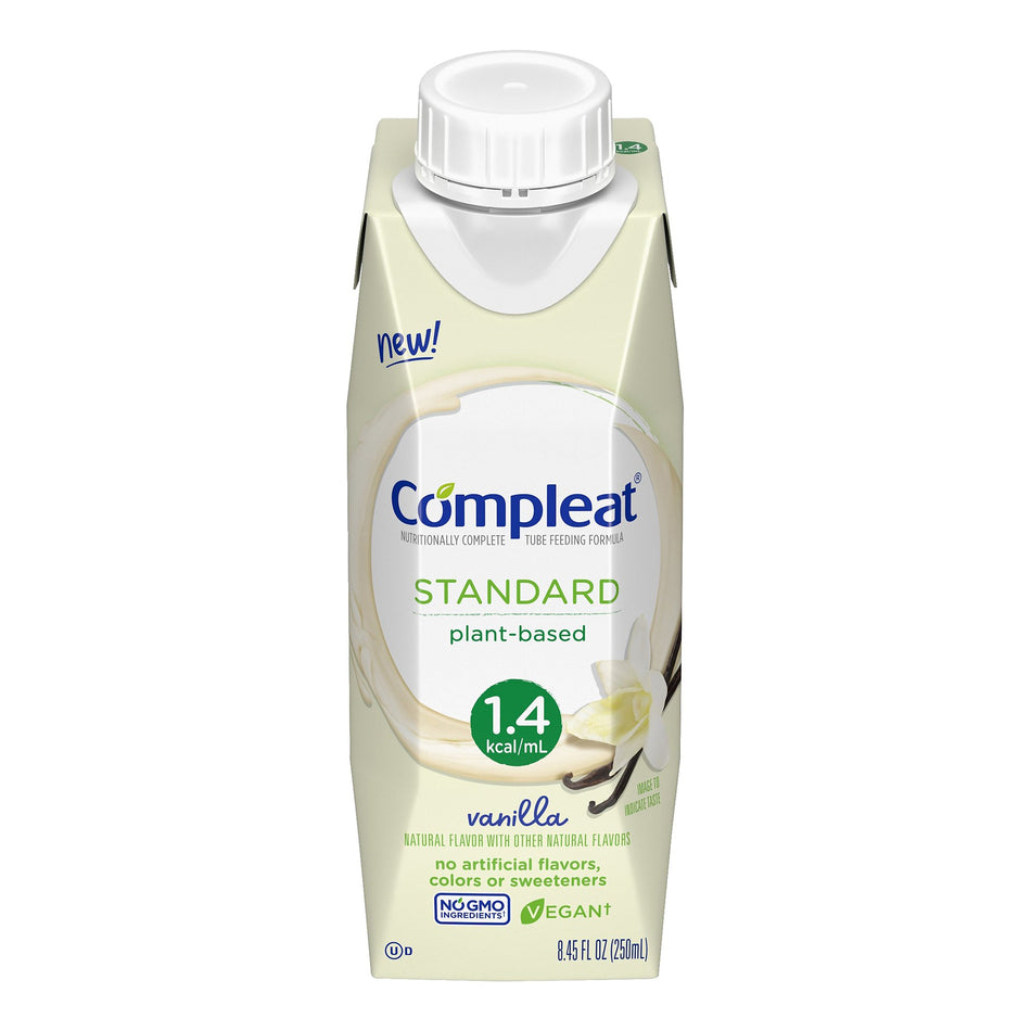 Compleat Standard 1.4 Plant-Based Tube Feeding Formula, Vanilla, 8.45-ounce carton-Oral Supplement Compleat Standard 1.4 Cal Vanilla Flavor Liquid 8.45 oz. Carton