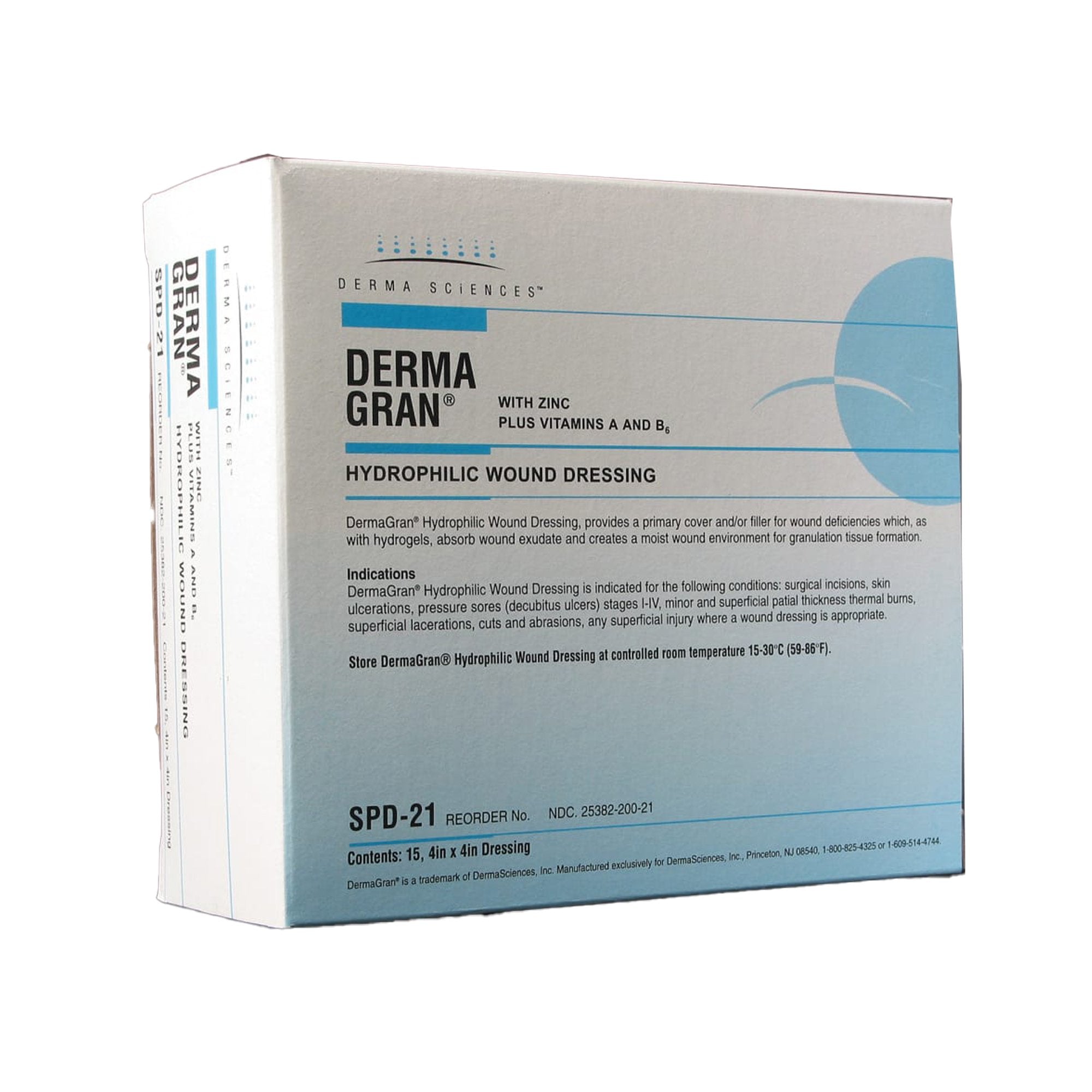 Dermagran� B Zinc Impregnated Dressing, 4 x 4 Inch-Zinc Impregnated Dressing Dermagran� B Square 4 X 4 Inch Sterile