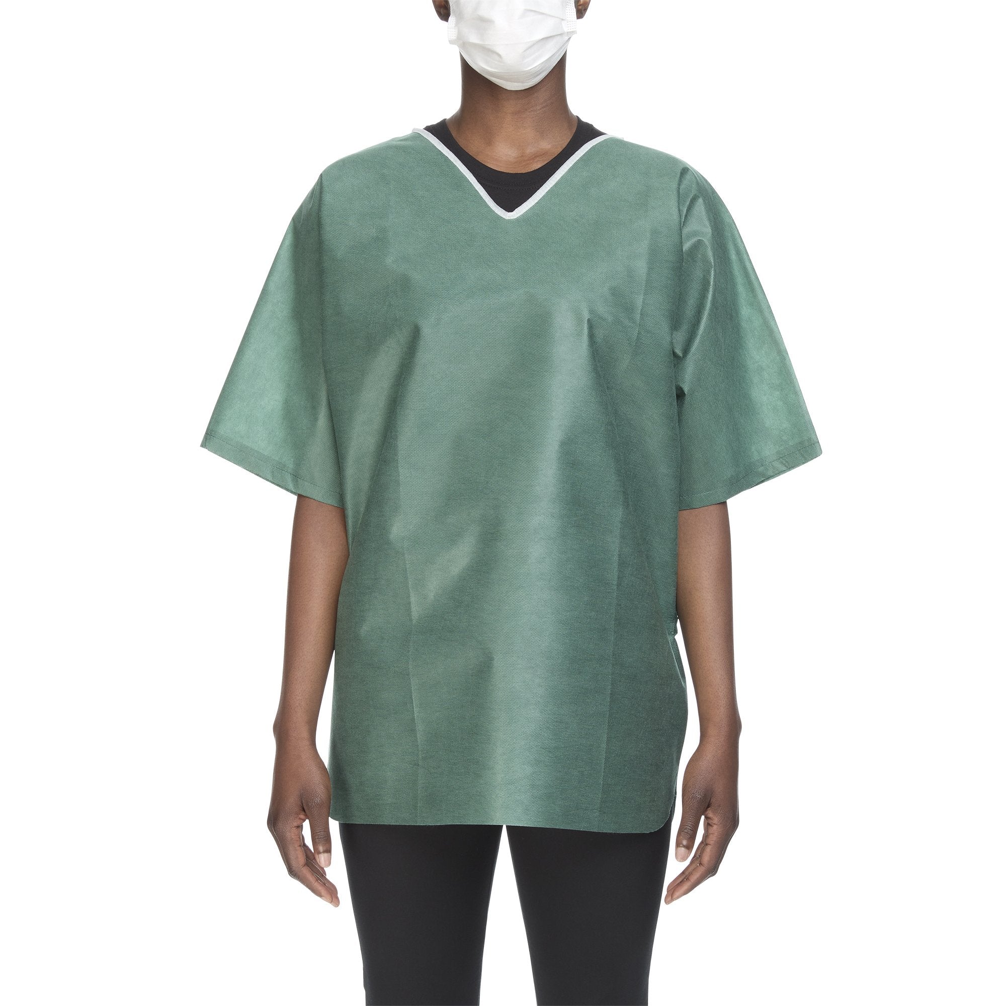 Graham Medical Short Sleeve Scrub Shirt, Green, Large-Scrub Shirt Large Green Without Pockets Short Sleeve Unisex