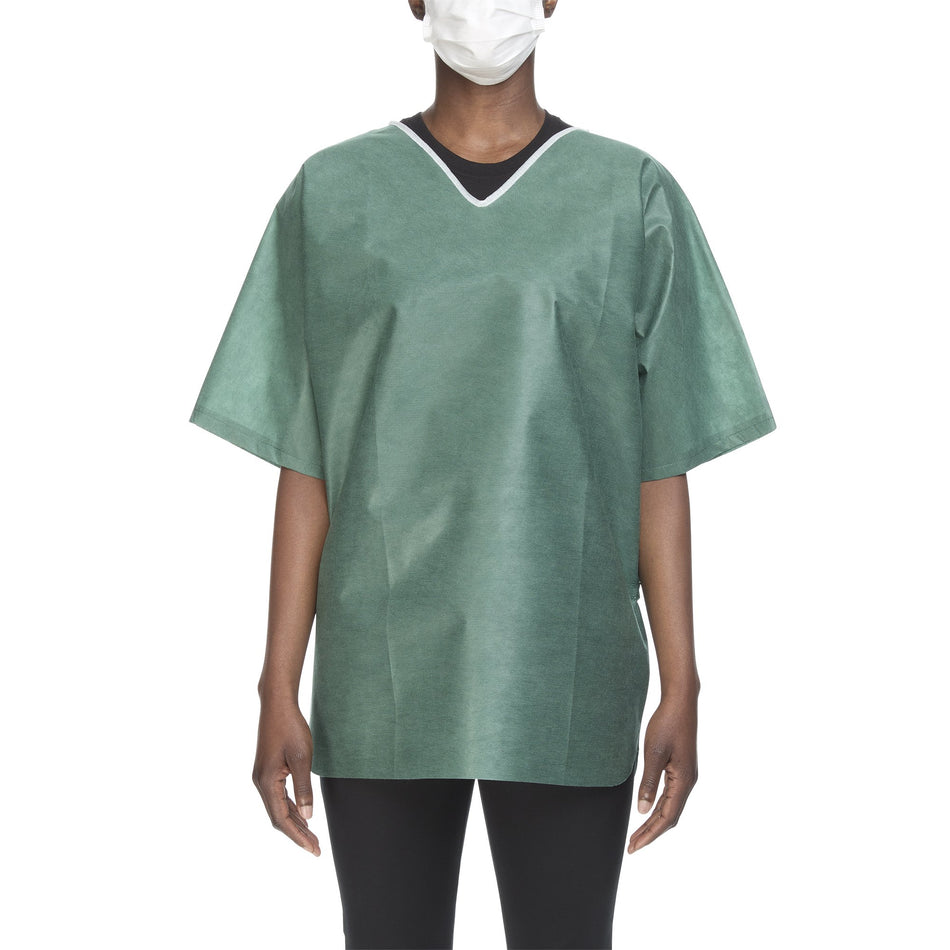 Graham Medical Short Sleeve Scrub Shirt, Green, Large-Scrub Shirt Large Green Without Pockets Short Sleeve Unisex