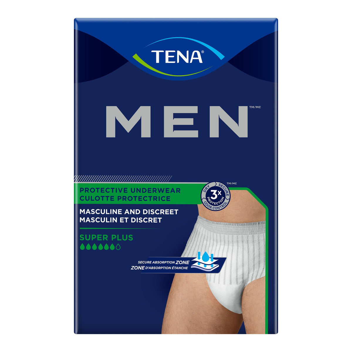 Tena Men Super Plus Protective Underwear, Small / Medium-Male Adult Absorbent Underwear TENA MEN Super Plus Pull On with Tear Away Seams Small / Medium Disposable Heavy Absorbency