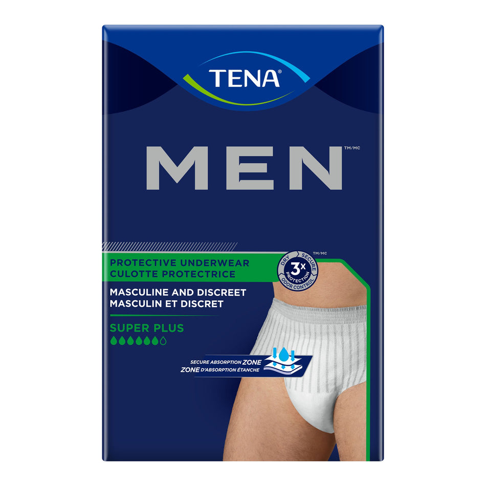 Tena Men Super Plus Protective Underwear, Small / Medium-Male Adult Absorbent Underwear TENA MEN Super Plus Pull On with Tear Away Seams Small / Medium Disposable Heavy Absorbency