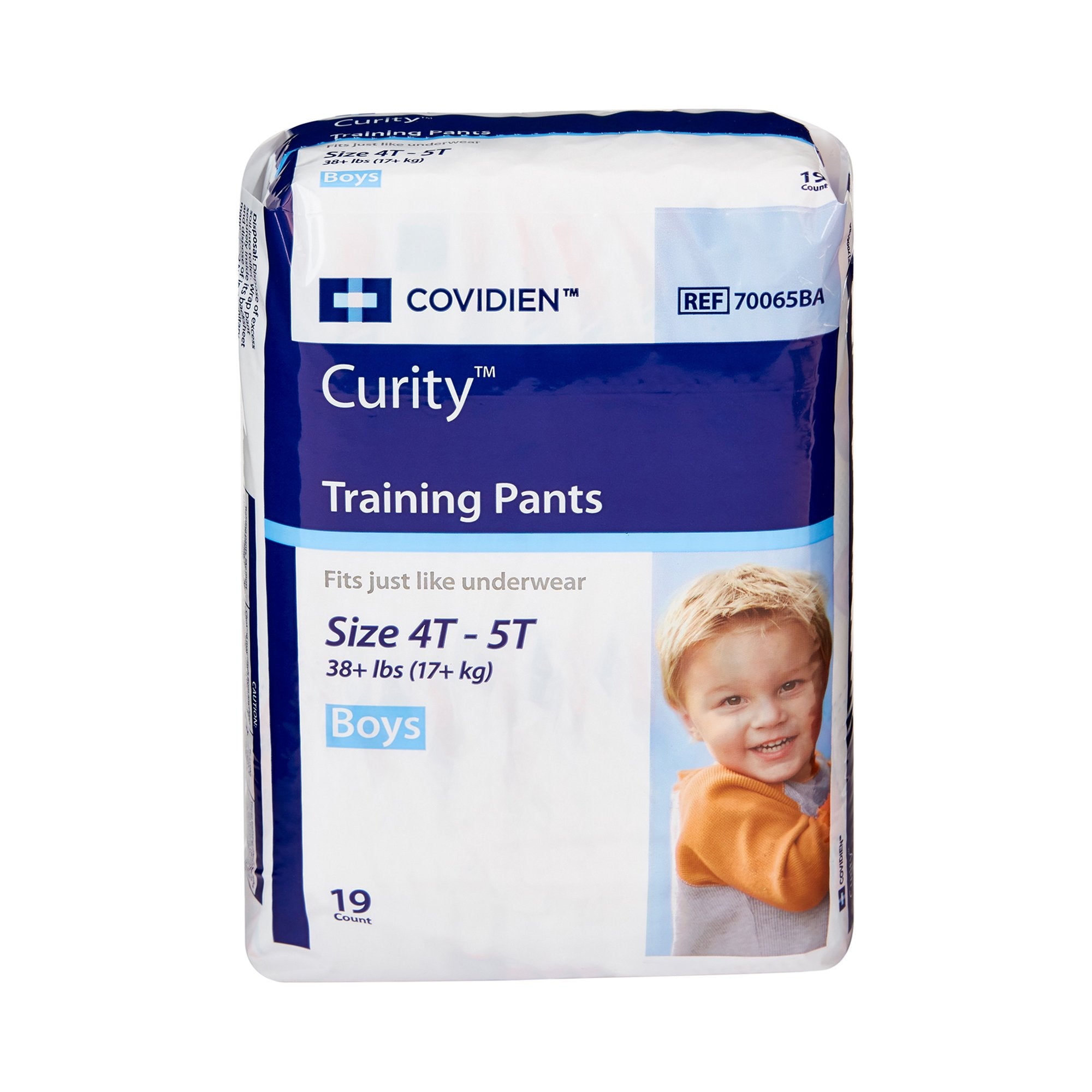 Curity Training Pants, Extra Large-Male Toddler Training Pants Cardinal Health Wings Pull On with Tear Away Seams Size 4T to 5T Disposable Heavy Absorbency