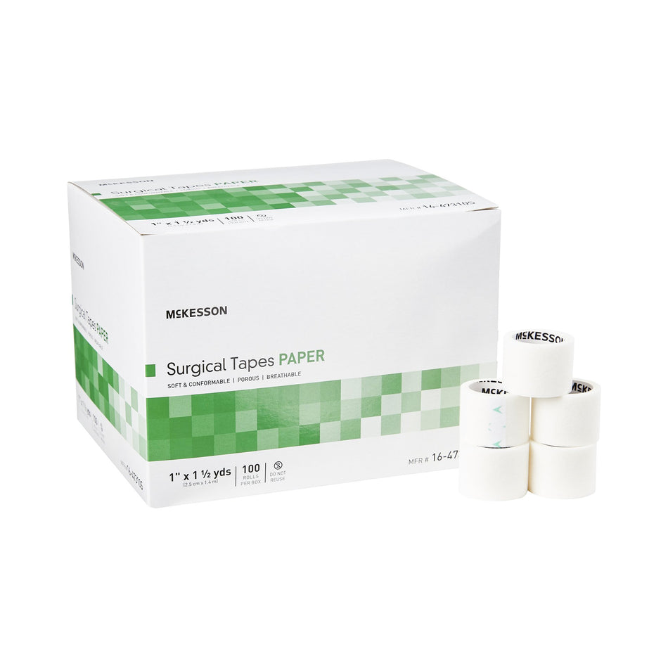 McKesson Paper Medical Tape, 1 Inch x 1-1/2 Yard, White-Medical Tape McKesson White 1 Inch X 1-1/2 Yard Paper NonSterile