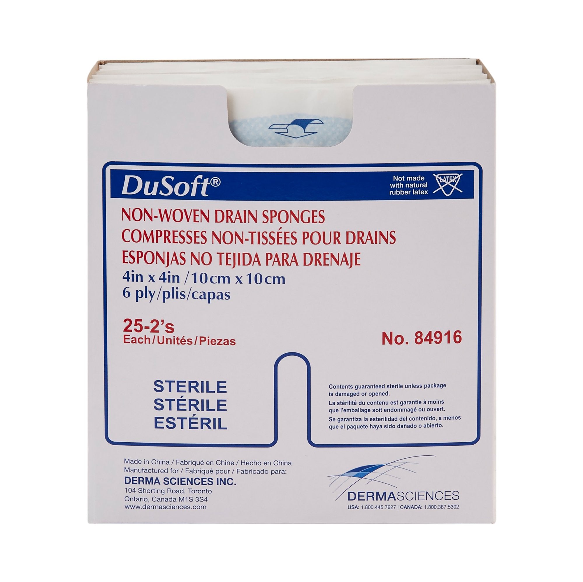 Dumex IV/Drain Split Dressing, 4 x 4 Inch, 6-Ply-Drain Sponge DuSoft� 4 X 4 Inch 6-Ply Sterile 2 per Pack