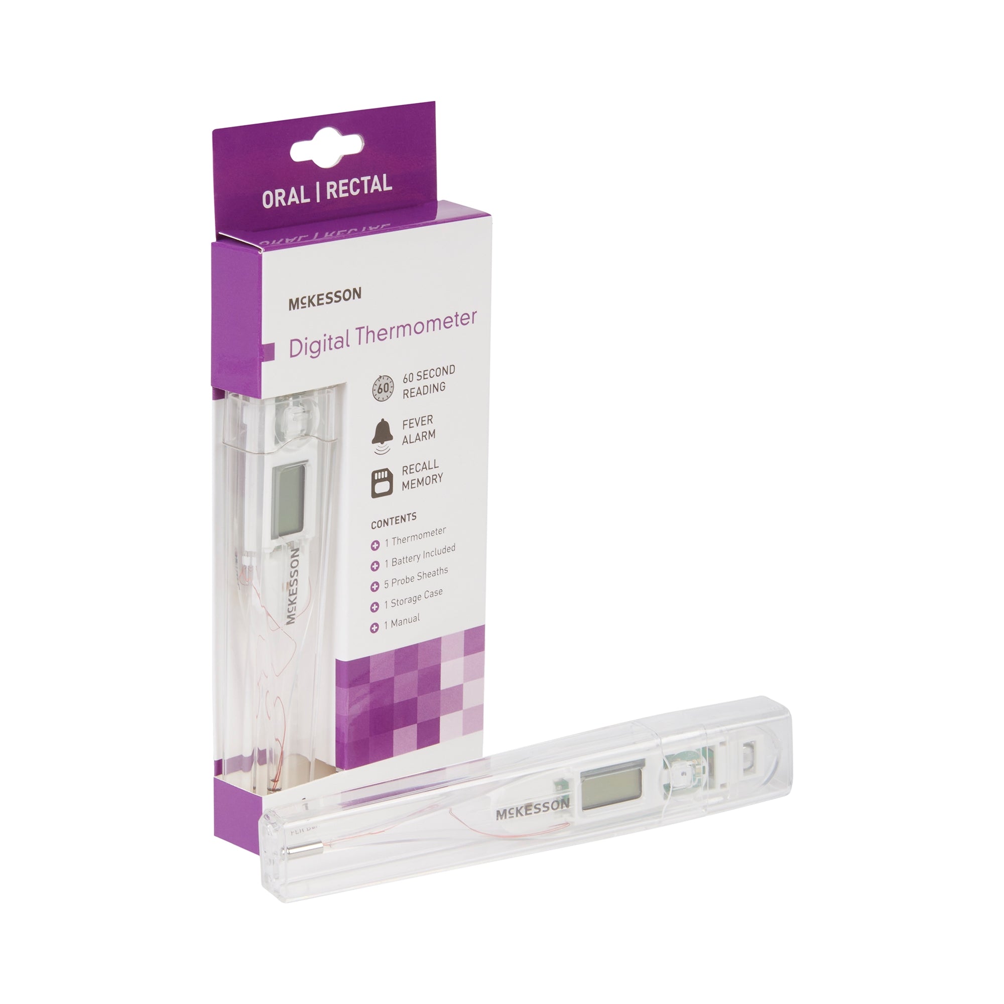 McKesson Digital Thermometer-Digital Stick Thermometer McKesson Oral / Rectal / Axillary Probe Handheld