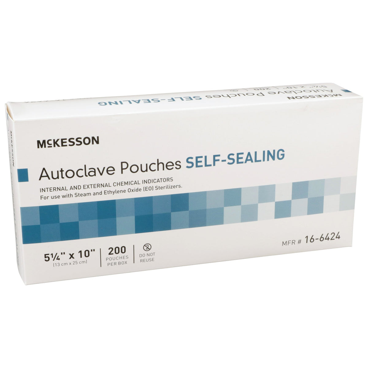 McKesson Sterilization Pouch, 5 x 10 Inch-Sterilization Pouch McKesson Ethylene Oxide (EO) Gas / Steam 5-1/4 X 10 Inch Transparent Blue / White Self Seal Paper / Film
