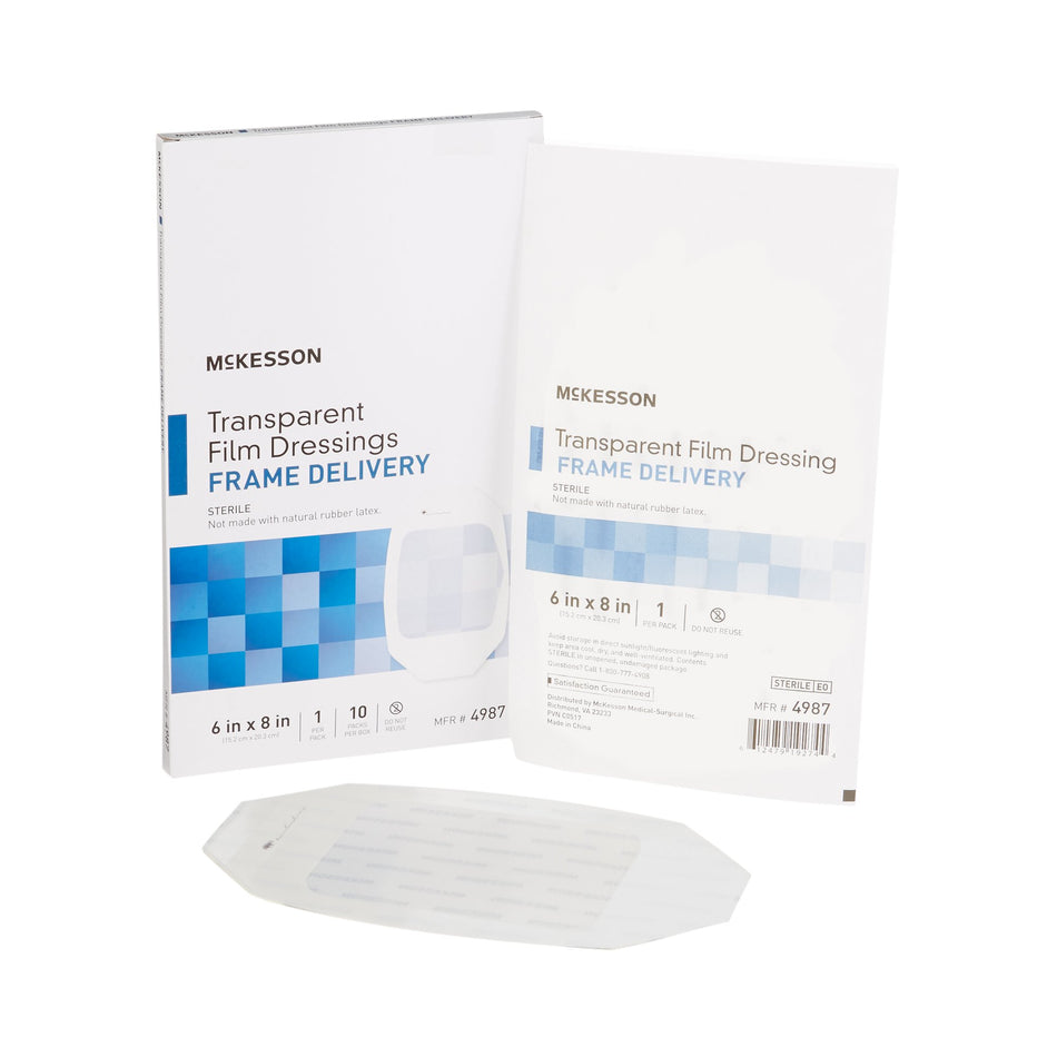 McKesson Octagonal Sterile Dressing with Frame-Style Delivery, 6 x 8 Inch, Transparent-Transparent Film Dressing McKesson 6 X 8 Inch Frame Style Delivery Octagon Sterile