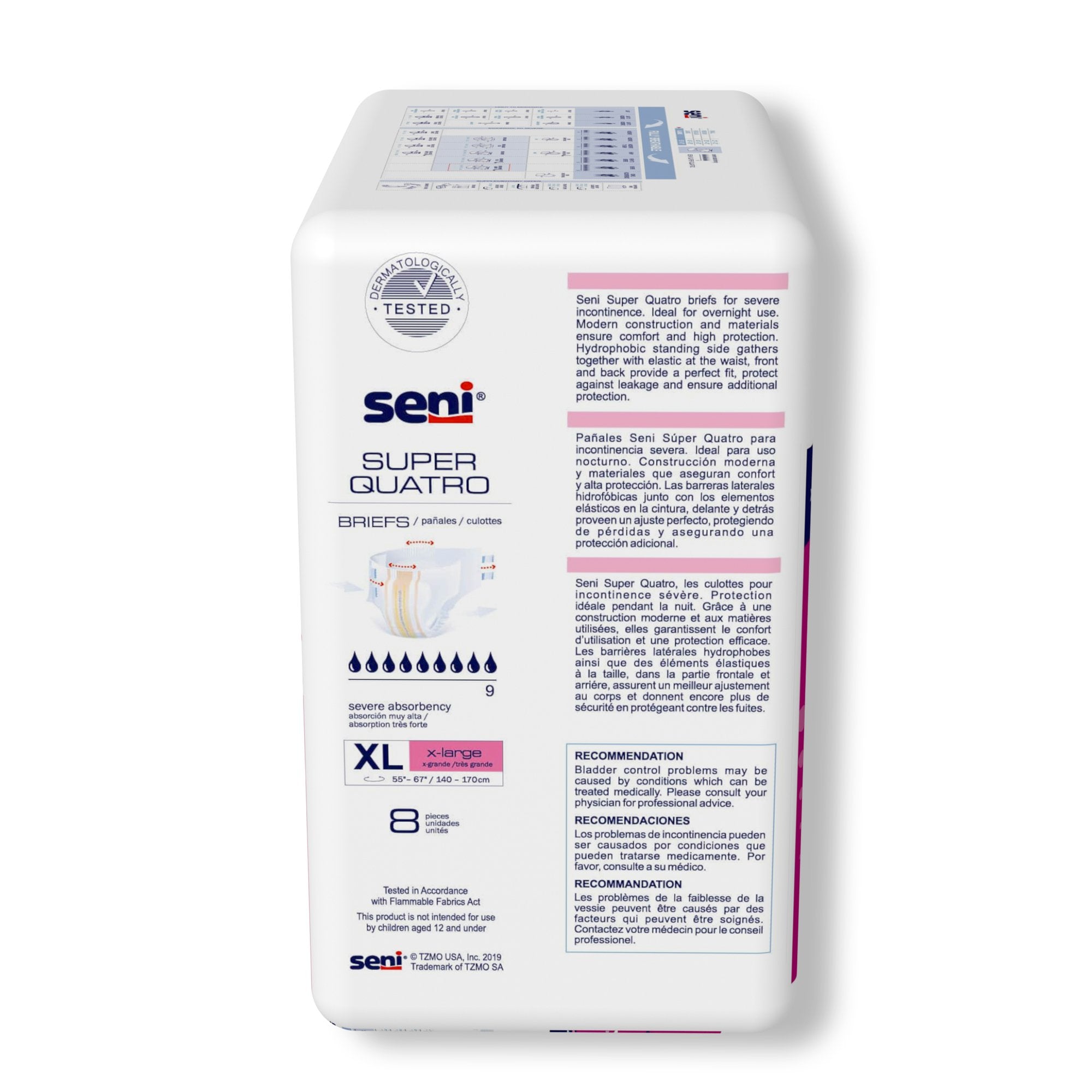 Seni® Super Quatro Severe Absorbency Incontinence Brief, Extra Large - Incontinence>Adult Briefs and Protective Undergarme...