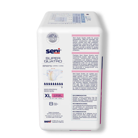 Seni® Super Quatro Severe Absorbency Incontinence Brief, Extra Large - Incontinence>Adult Briefs and Protective Undergarme...