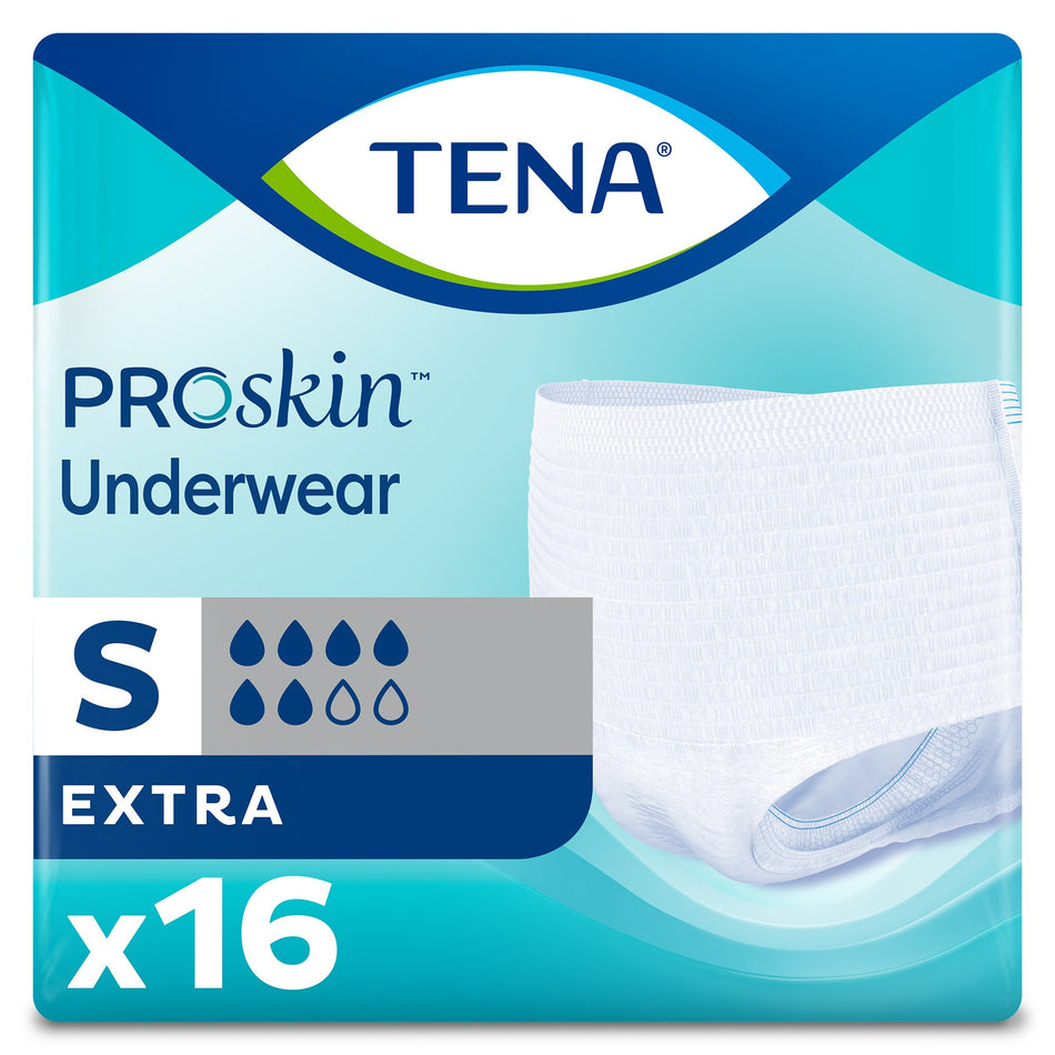 Tena ProSkin Extra Absorbent Underwear, Small-Unisex Adult Absorbent Underwear TENA ProSkin Extra Pull On with Tear Away Seams Small Disposable Moderate Absorbency