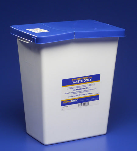 PharmaSafety Pharmaceutical Waste Container, 12 Gallon, 18 x 12 x 18 Inch-Pharmaceutical Waste Container PharmaSafety White Base 18-3/4 H X 12-3/4 D X 18-1/4 W Inch Vertical Entry 12 Gallon
