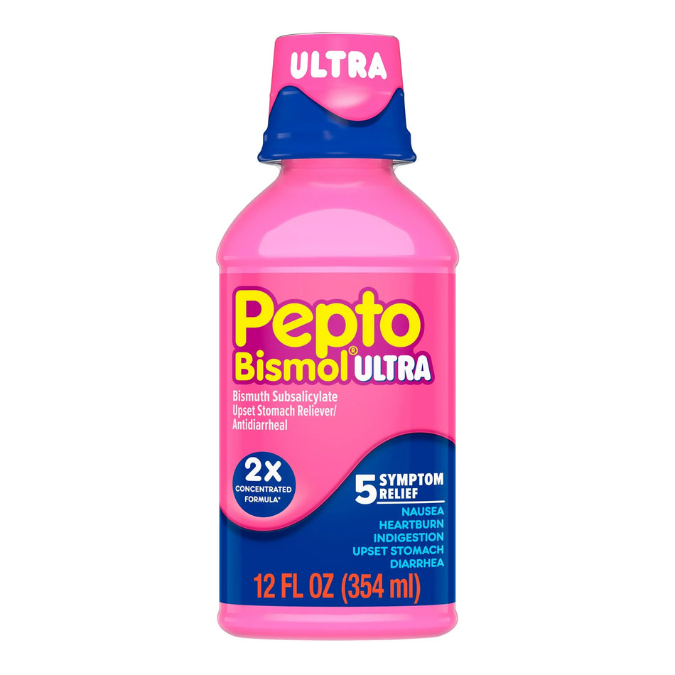 Pepto Bismol Bismuth Subsalicylate Anti-Diarrheal-Anti-Diarrheal Pepto Bismol 262 mg Strength Liquid 12 oz.
