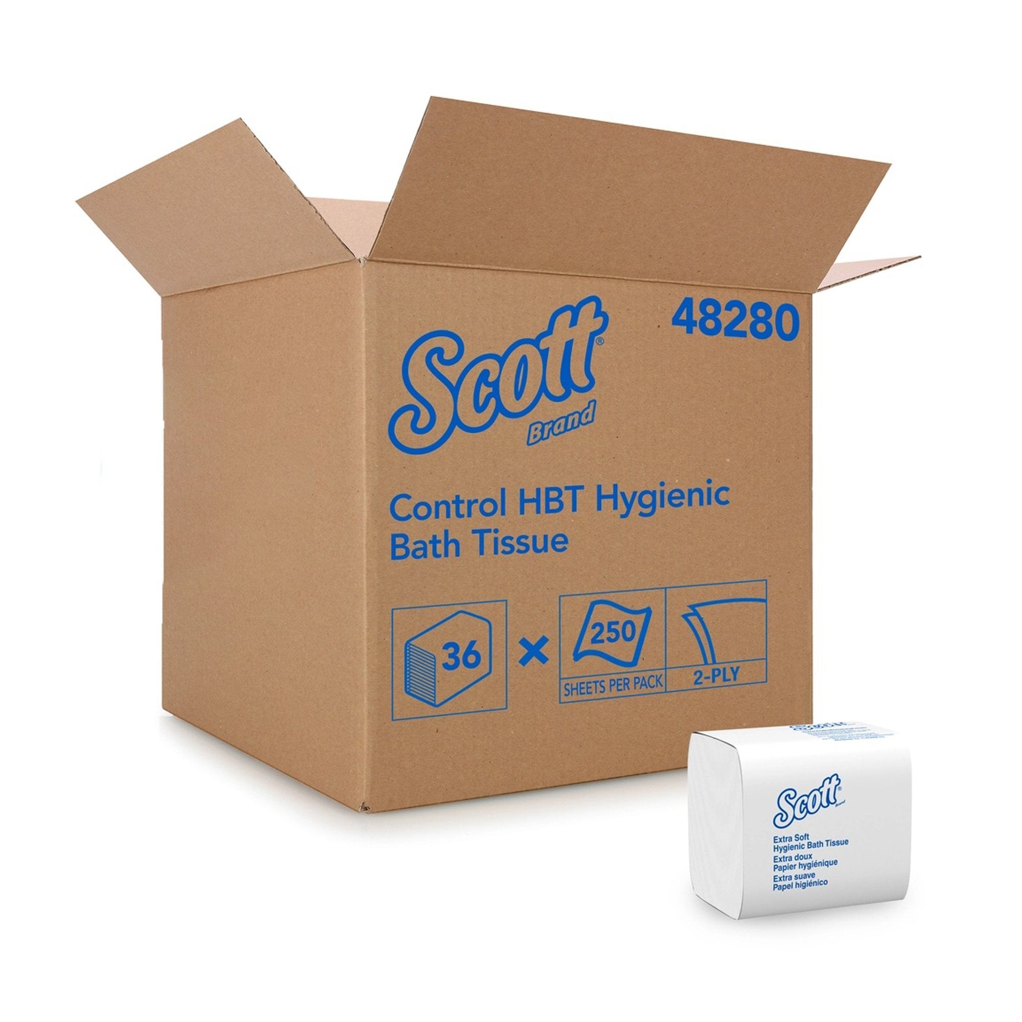 Scott Control Hygienic High-Capacity Toilet Tissue-Toilet Tissue Scott Control HBT White 2-Ply Standard Size Folded 250 Sheets 4-1/2 X 8-1/10 Inch