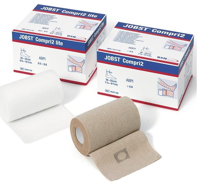 Jobst� Compri2 No Closure Two-Layer Compression Bandage System, 9-3/4 � 12-1/2 Inch-2 Layer Compression Bandage System JOBST� Compri2 9-3/4 to 12-1/2 Inch No Closure Tan NonSterile 40 mmHg