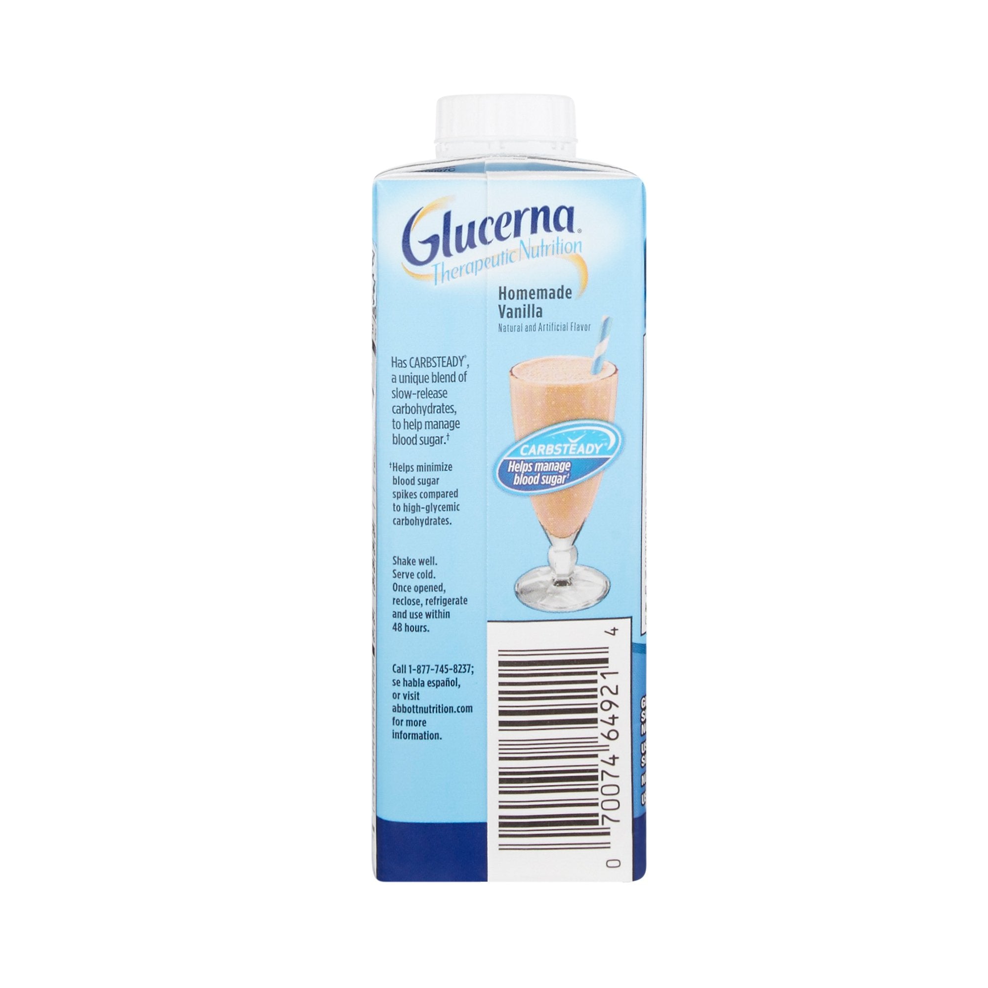 Glucerna Vanilla Therapeutic Nutrition Shake, 8-ounce carton-Oral Supplement Glucerna Therapeutic Nutrition Shake Vanilla Flavor Liquid 8 oz. Carton