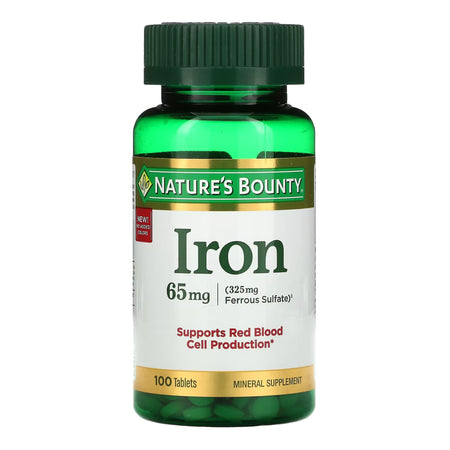 Nature's Bounty Iron Mineral Supplement-Mineral Supplement Nature's Bounty Iron 65 mg Strength Tablet 100 per Bottle