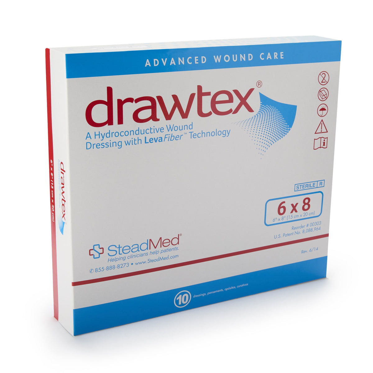 Drawtex Non-Adherent Dressing, 6 x 8 Inch-Hydroconductive Wound Dressing Drawtex 6 X 8 Inch Rectangle