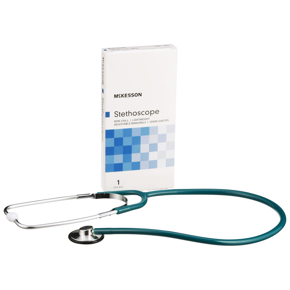 McKesson Classic Stethoscope, Teal-General Exam Stethoscope McKesson Teal Blue 1-Tube 21 Inch Tube Single Sided Chestpiece