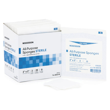McKesson Sterile Nonwoven Sponge, 2 x 2 Inch, 4-Ply-Nonwoven Sponge McKesson 2 X 2 Inch 4-Ply Sterile 2 per Pack