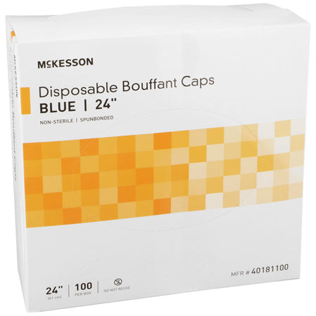 McKesson Disposable Bouffant Surgical Caps, Blue, Elastic Closure, X-Large, 24"-Bouffant Cap McKesson Blue Elastic Closure