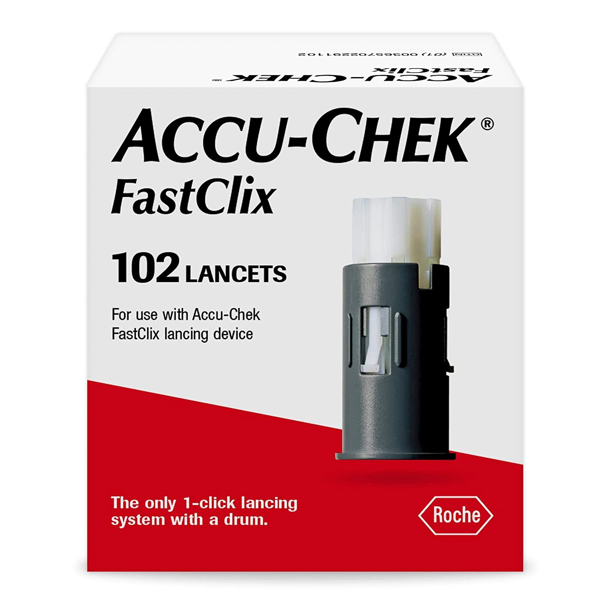 Accu-Chek FastClix Lancet, 11 Depth Settings, 30 Gauge, Preloaded Safety Drum, Track System-Lancet for Lancing Device Accu-Chek Non-Safety Twist Off Cap Multiple Sites