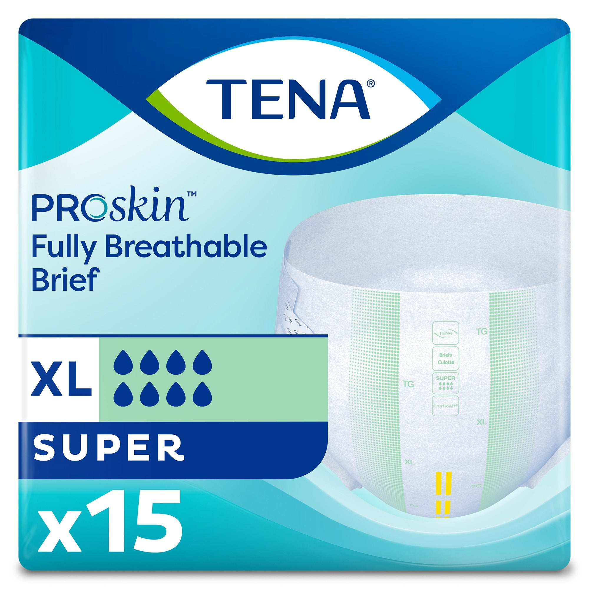 TENA Super Adult Heavy-Absorbent Incontinence Brief, X-large, 60" to 64" Waist / Hip-Unisex Adult Incontinence Brief TENA ProSkin� Super X-Large Disposable Heavy Absorbency