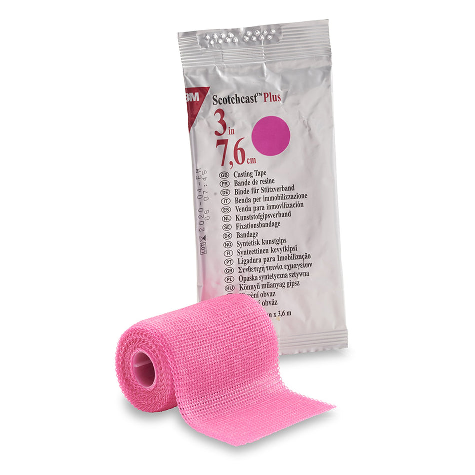 3M Scotchcast Plus Cast Tape, Bright Pink, 3 Inch x 4 Yard-Cast Tape 3M Scotchcast Plus 3 Inch X 12 Foot Fiberglass / Resin Bright Pink