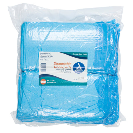 Dynarex� 2-Ply Tissue Fill Underpad, 17 x 24 Inch-Disposable Underpad Dynarex� 17 X 24 Inch Fluff Light Absorbency