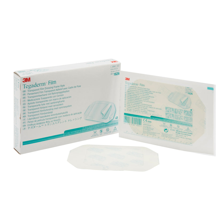 3M� Tegaderm Transparent Film Dressing, 4 x 4-3/4 Inch-Transparent Film Dressing 3M� Tegaderm� 4 X 4-3/4 Inch Frame Style Delivery Rectangle Sterile