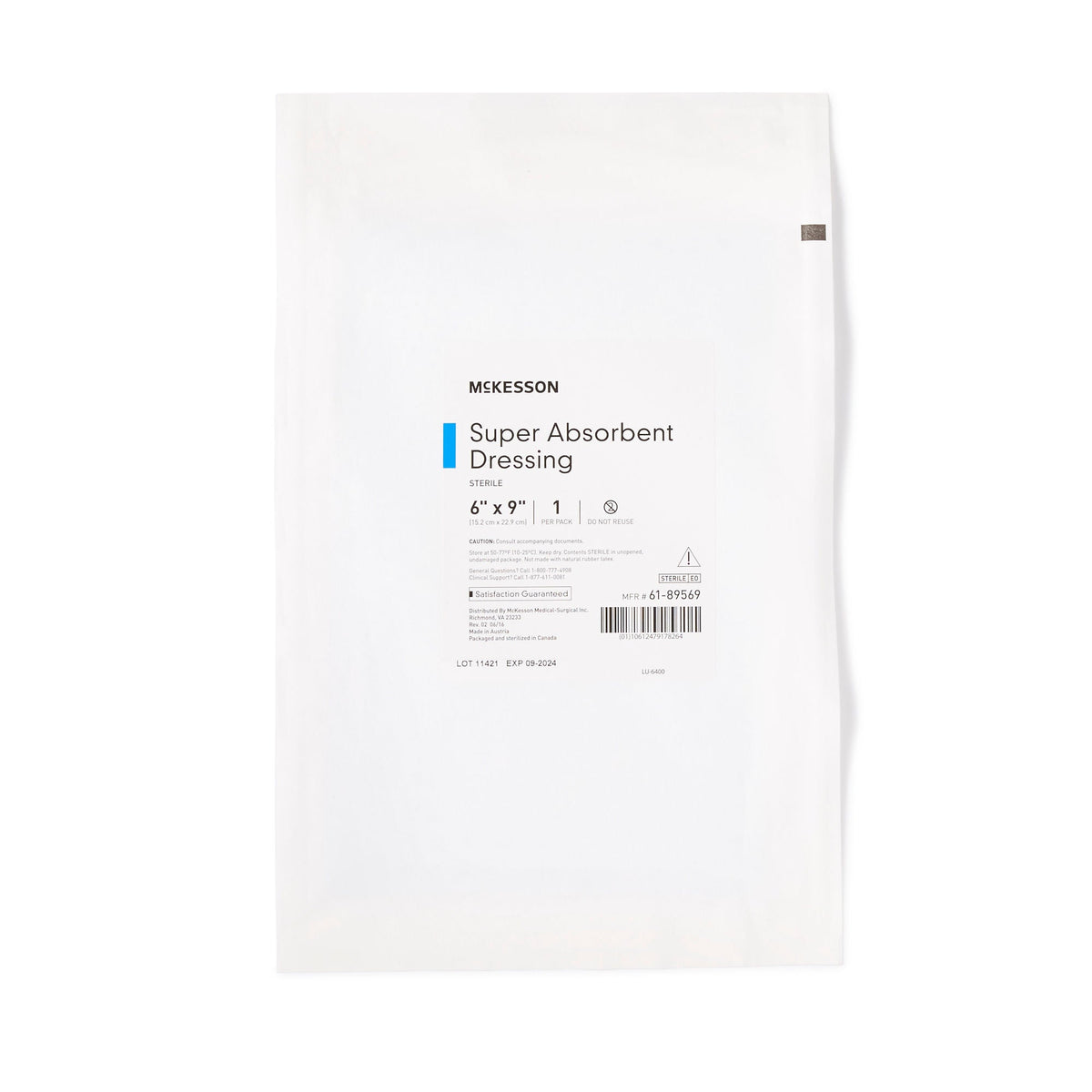 McKesson Super Absorbent Dressing, 6 x 9 Inch - Wound Care>Advanced Wound Care>Super Absorbent Dressings - McKesson Brand