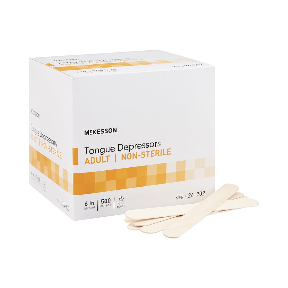 McKesson Tongue Depressor, Senior, Wide Blade, Non-Sterile-Tongue Depressor McKesson 6 Inch Length Wood Senior