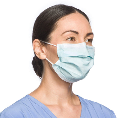 Halyard Procedure Mask, Pleated, One Size Fits Most, Tissue Blue, Non-sterile-Procedure Mask Halyard Not Rated Earloops One Size Fits Most
