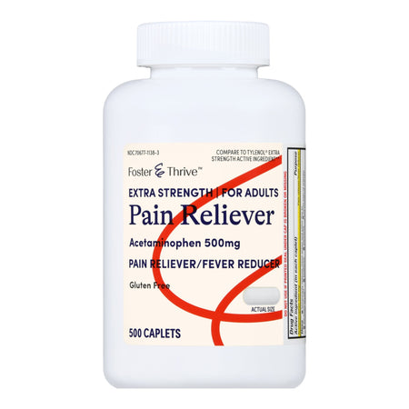 Foster & Thrive Extra Strength Pain Reliever Acetaminophen 500 mg Caplets-Pain Relief Foster & Thrive 500 mg Strength Acetaminophen Caplet 500 per Bottle