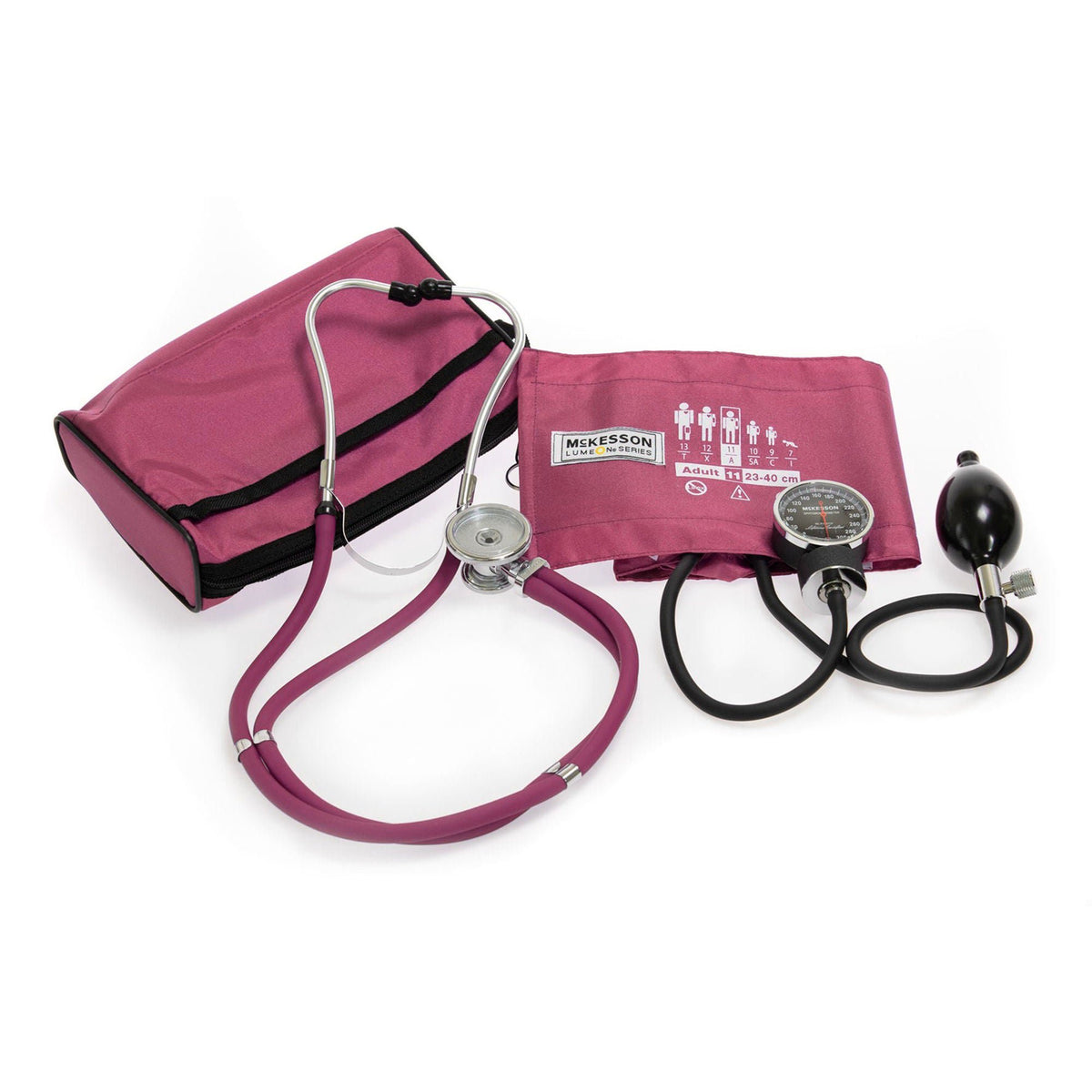 McKesson Premium Reusable Pocket Aneroid and Stethoscope Combo Set, Magenta - Diagnostic Instruments and Supplies>Blood Pr...