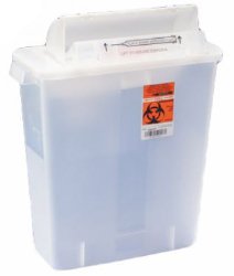 SharpStar In-Room Multi-purpose Sharps Container, 3 Gallon, 16 x 13 x 6 Inch-Sharps Container SharpStar In-Room Translucent Red Base 16-1/2 H X 13-3/4 W X 6 D Inch Horizontal Entry 3 Gallon