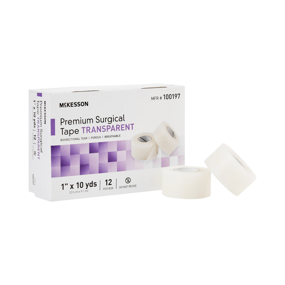 McKesson Plastic Medical Tape, 1 Inch x 10 Yard, Transparent-Water Resistant Medical Tape McKesson Transparent 1 Inch X 10 Yard Plastic NonSterile