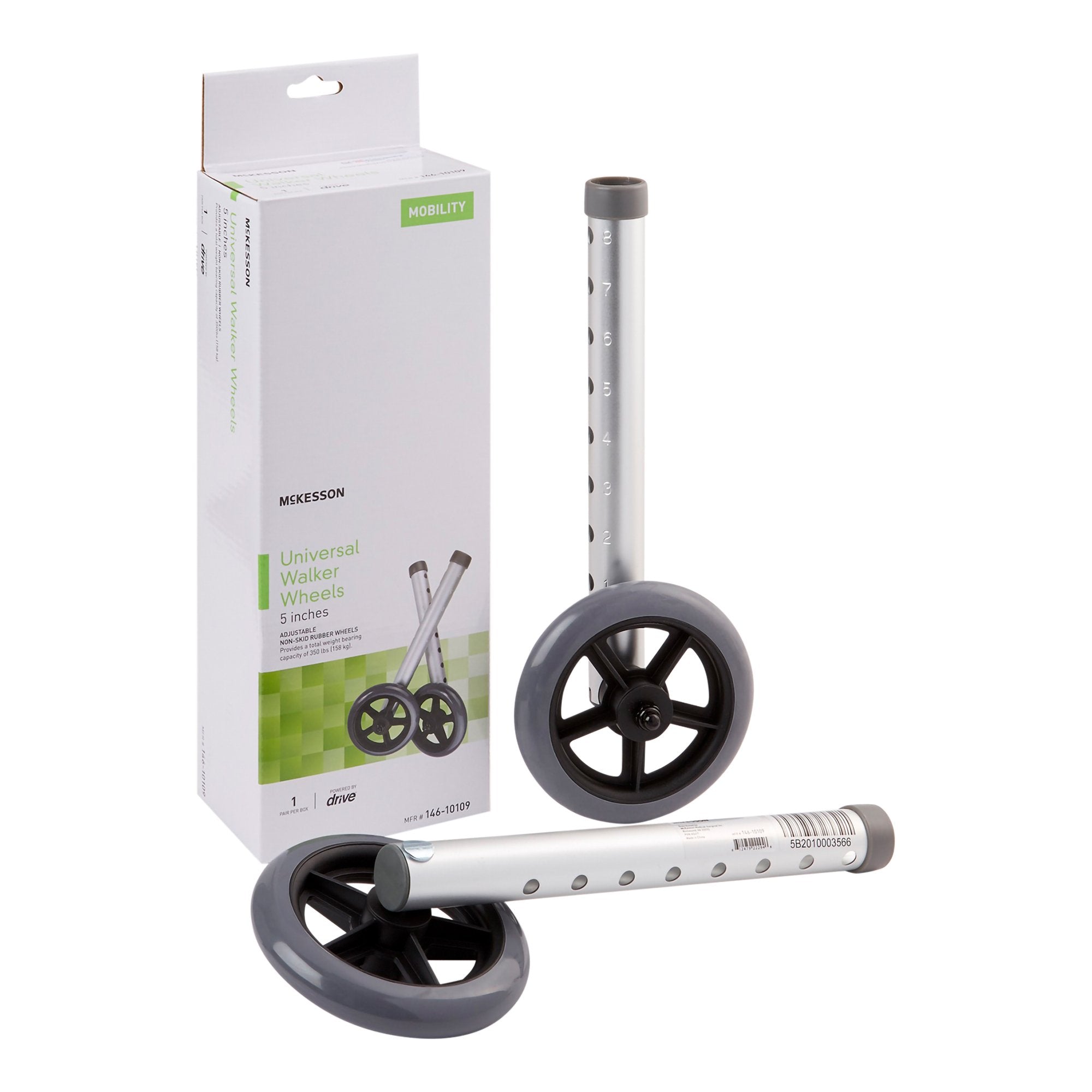 McKesson Walker Wheels, 5-inch Diameter-McKesson Walker Wheel For 1-inch Frame Diameter Walkers