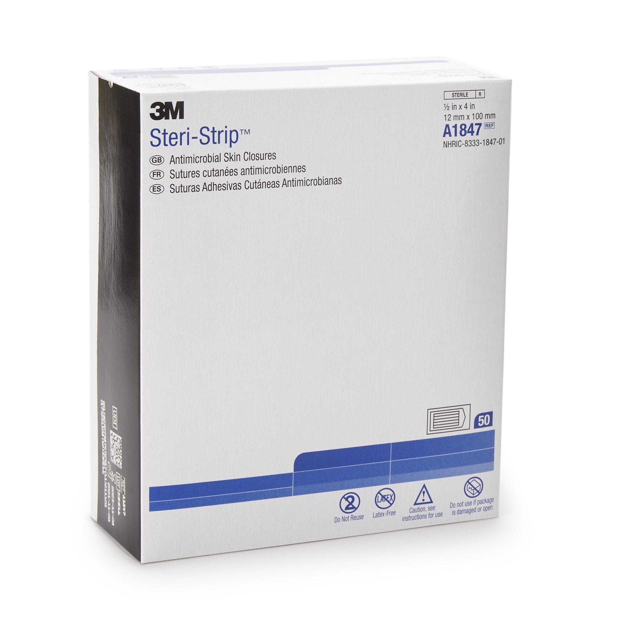 3M Steri-Strip Antimicrobial Skin Closure Strip-Antimicrobial Skin Closure Strip Steri-Strip Antimicrobial 1/2 X 4 Inch Nonwoven Material Reinforced Strip Tan